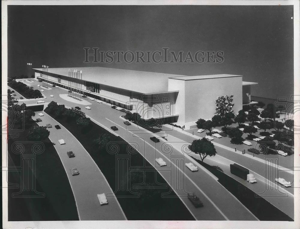 1960 Press Photo Architectural Drawing of McComick Place, Chicago Lake front. - Historic Images