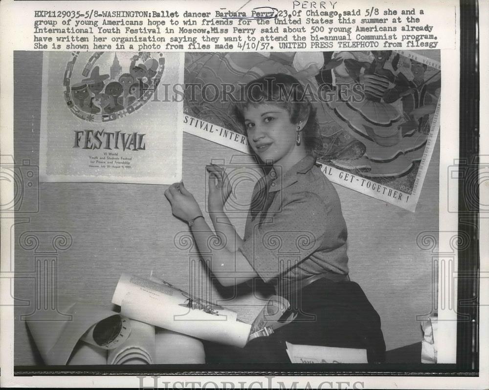 1957 Press Photo Ballet Dancer Barbara Perry, 23 - Historic Images