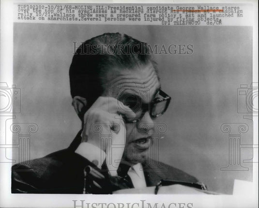 1968 Press Photo Presidential Candidate & Alabama Governor George Wallace - Historic Images