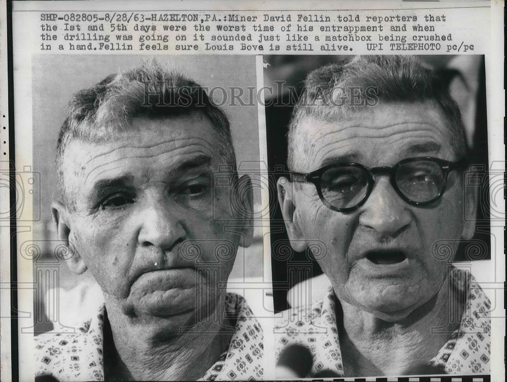 1963 Press Photo Miner David Fellin Talking To Reporters In Hazelton PA. - Historic Images