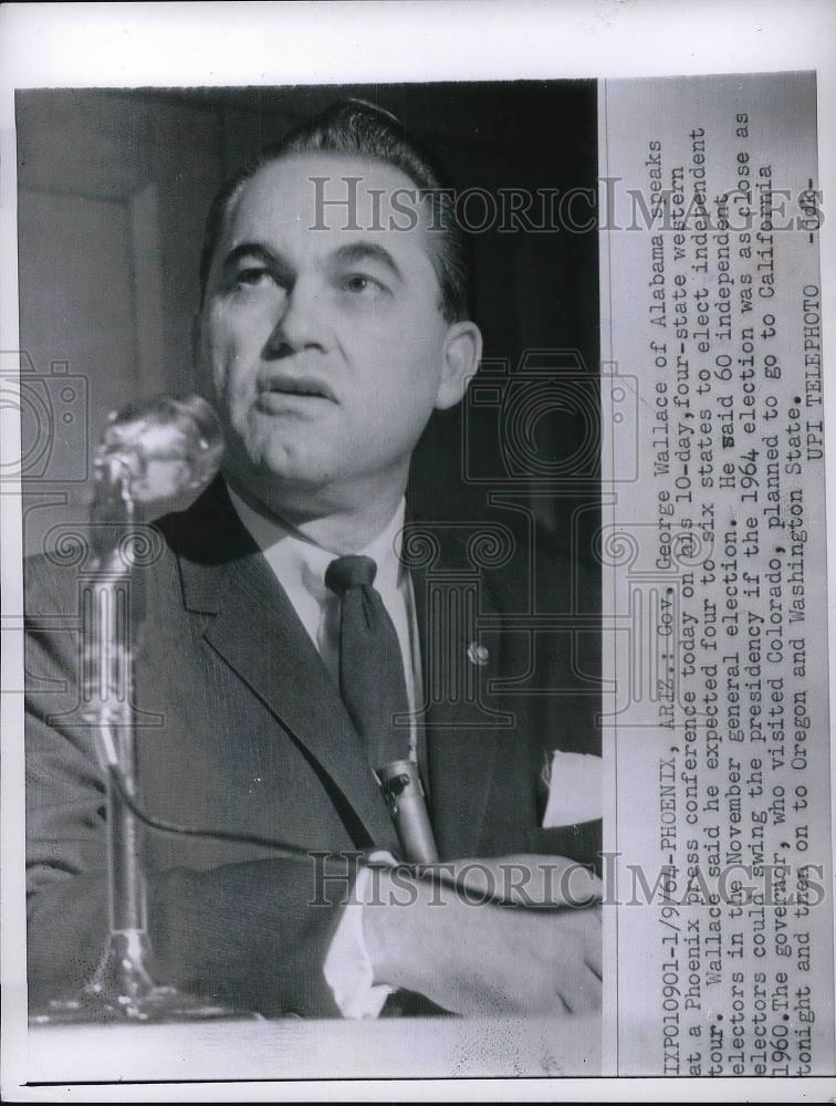 1964 Press Photo George Wallace Alabama Governor Presidential Tour - Historic Images