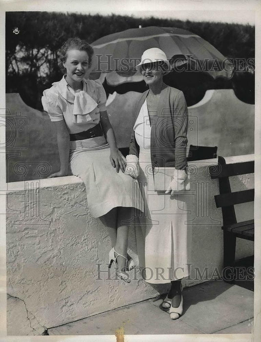 1934 Press Photo Mrs. Granville Fortescue, Miss Helene Fortescue Vacation In FL - Historic Images