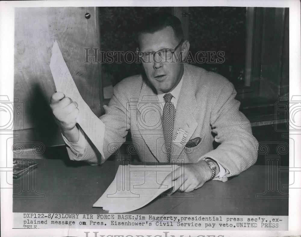 1954 Press Photo Jim Haggerty, presidential press secretary in Eisenhower era - Historic Images