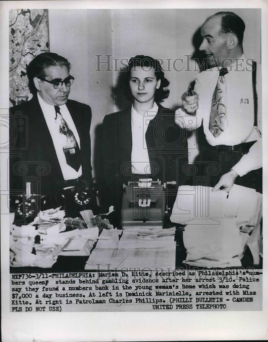 1952 Press Photo Marion D. Kitte Philladelphia's Numbers queen Arrest Dominick - Historic Images