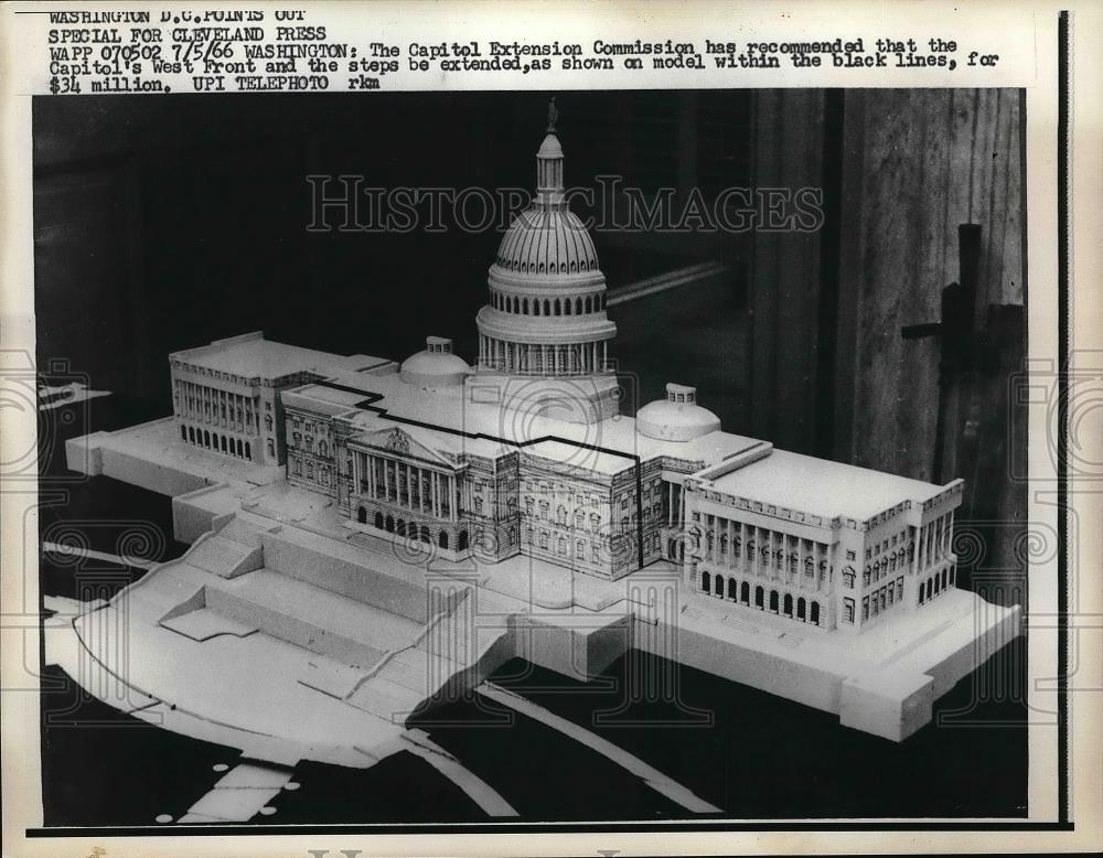 1966 Press Photo Model of Capitol showing extension of the steps - Historic Images