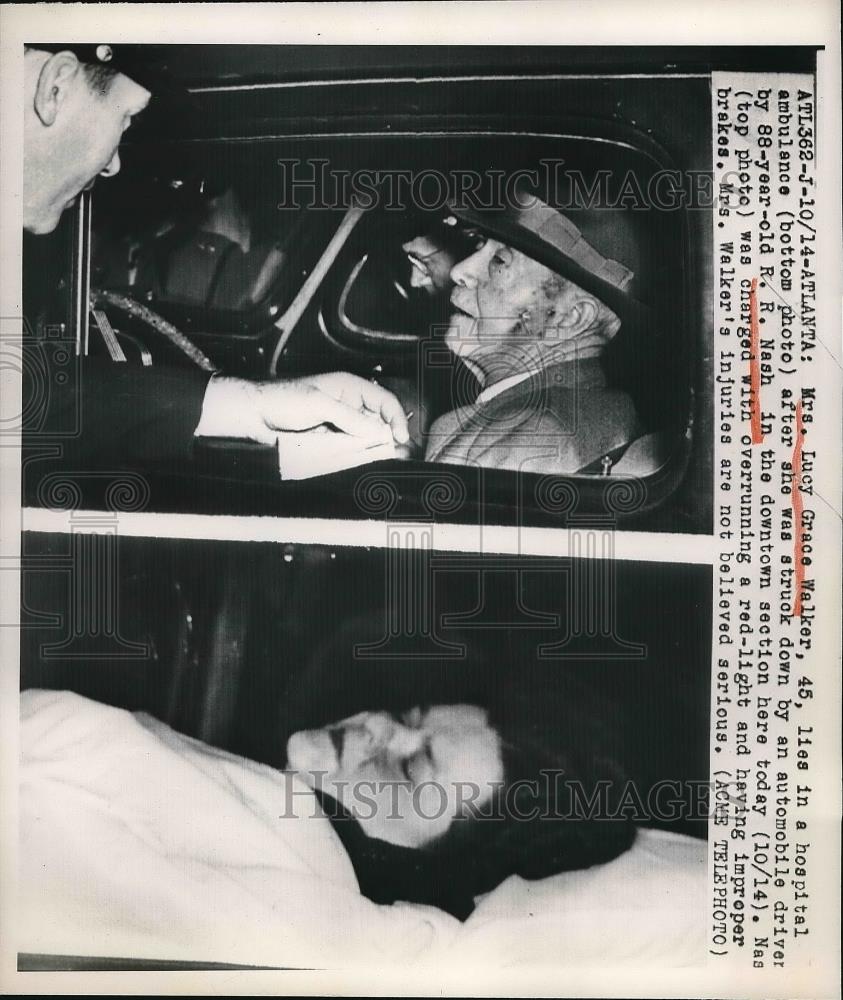 1949 Press Photo Lucy Grace Walker lies in hospital ambulance after she was - Historic Images