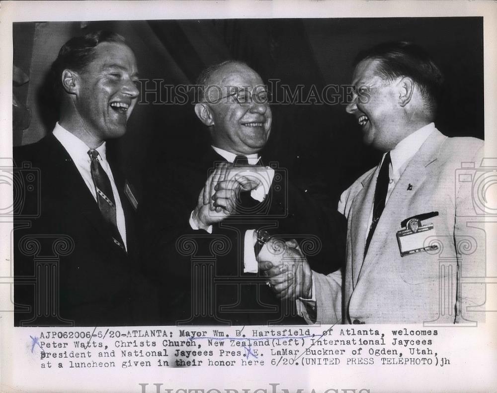 Atlanta Mayor William Hartsfield Welcomes Peter Watts 1955 Vintage ...