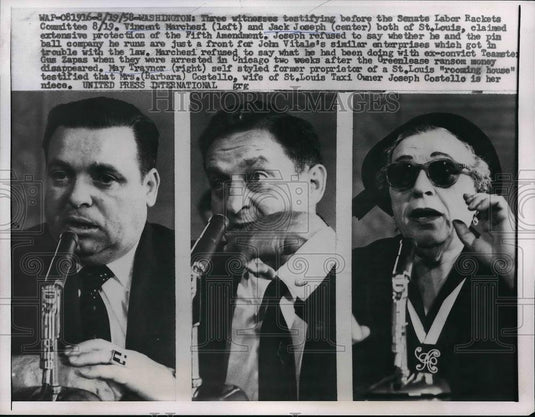 1958 Press Photo Vincent Marchesi, Jack Joseph, May Traynor - Historic Images