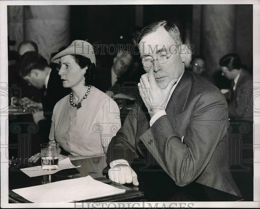 1938 Press Photo J. D. Morrow, pres. of Pittsburgh Coal Co., at Senate hearing - Historic Images