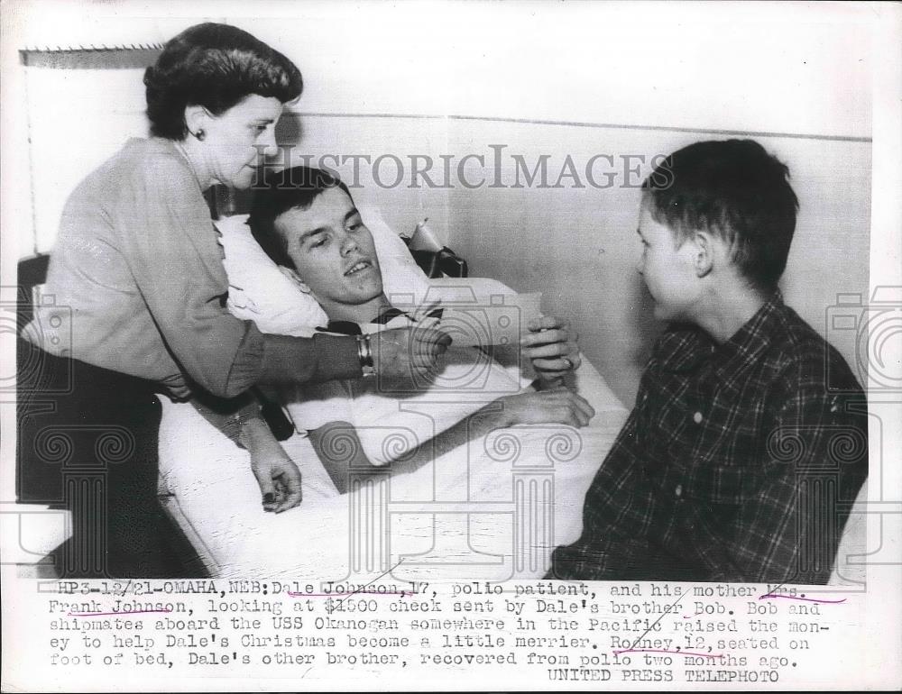 1952 Press Photo Polio Patient Dale Johnson, Mrs. Frank Johnson, Rodney - Historic Images