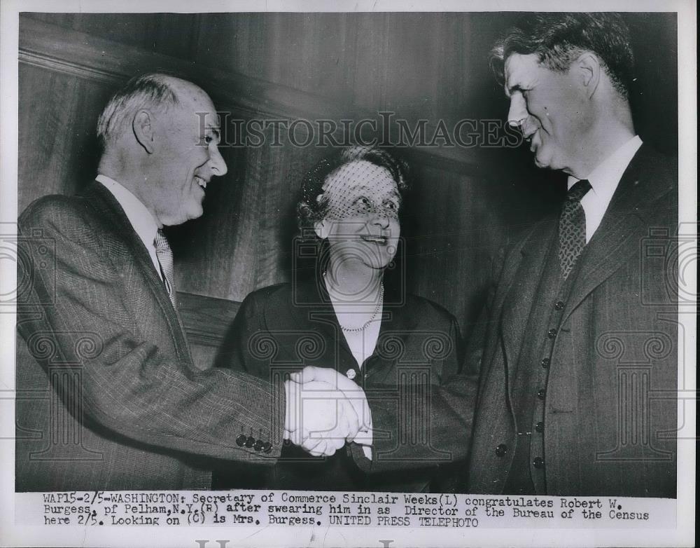 1953 Press Photo Secretary of COmmerce Sinclair Weeks, Robert W. Burgess - Historic Images