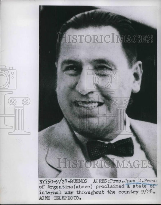Press Photo Prs. Juan D. Peror of Argentina - Historic Images