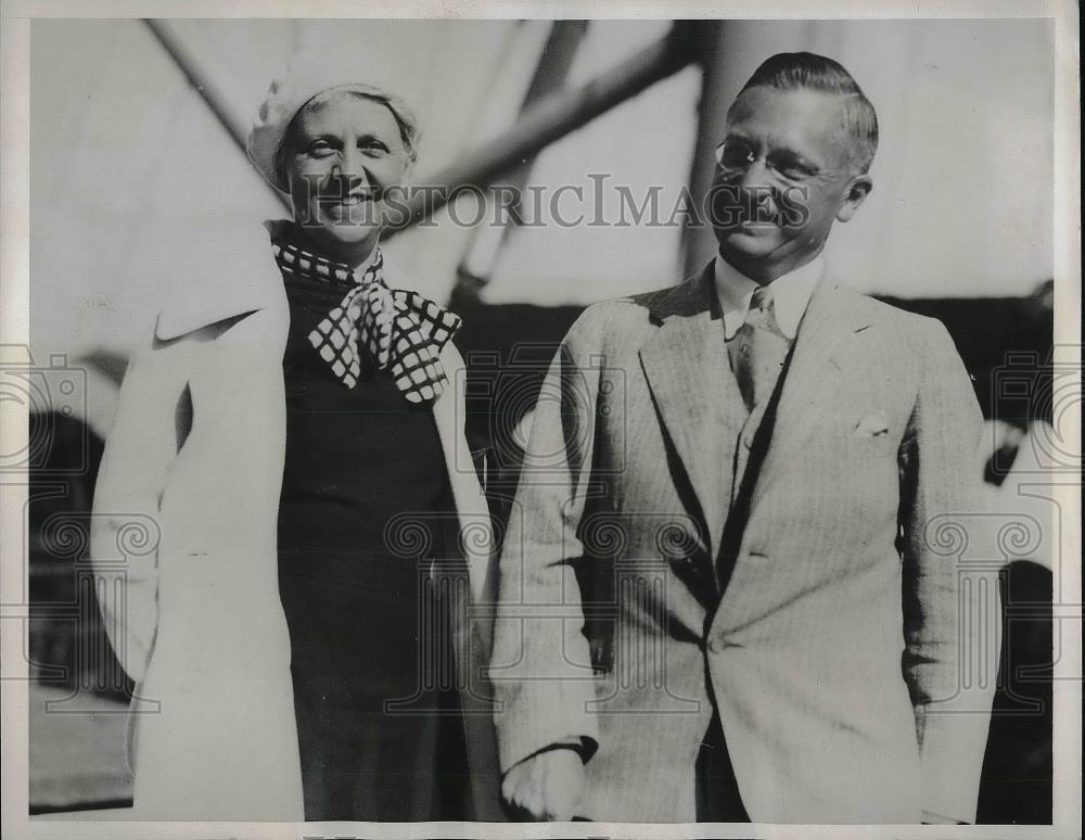 1933 Press Photo Curtis Weber and Margaret Yansem aboard SS Santa Teresa - Historic Images