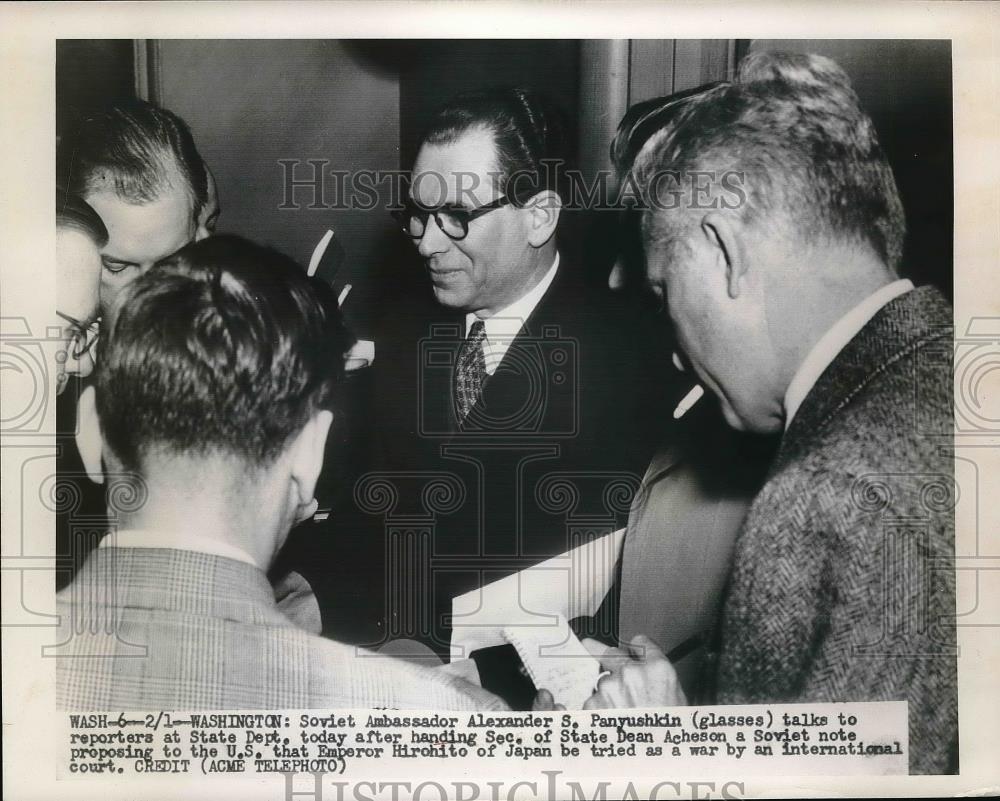 1950 Press Photo Soviet Ambassador Alexander S. Panyushkin - Historic Images