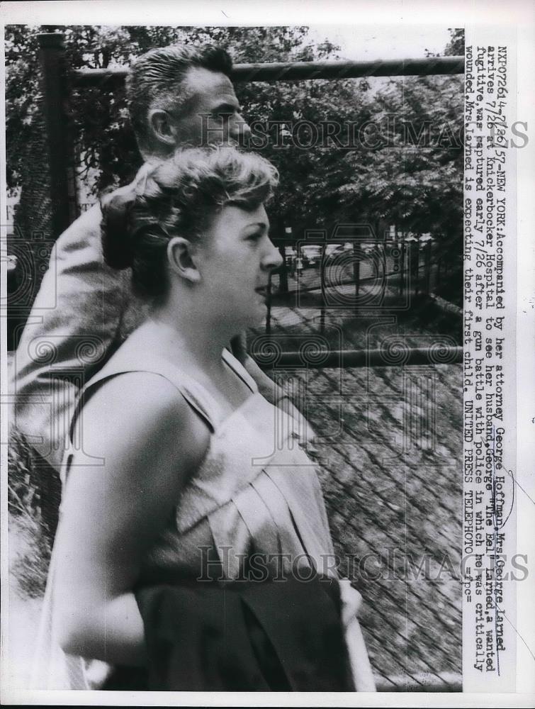 1957 Press Photo Mrs. George Larned, Attorney George Hoffman - Historic Images