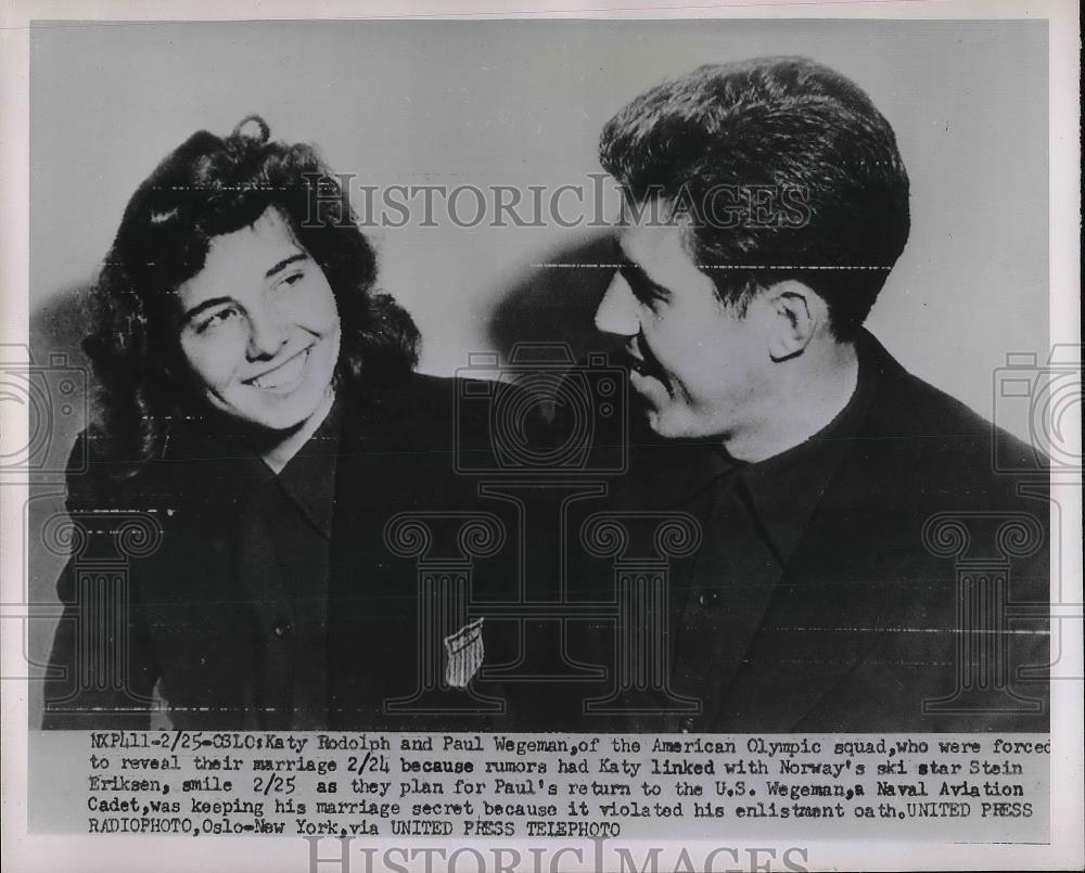1952 Press Photo Katy Rodolp, Paul Wegeman, of the American Olympic Squad - Historic Images