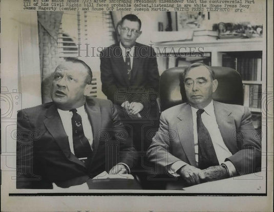 1957 Press Photo Senate Republican Leader William Knowland & Joseph Martin - Historic Images