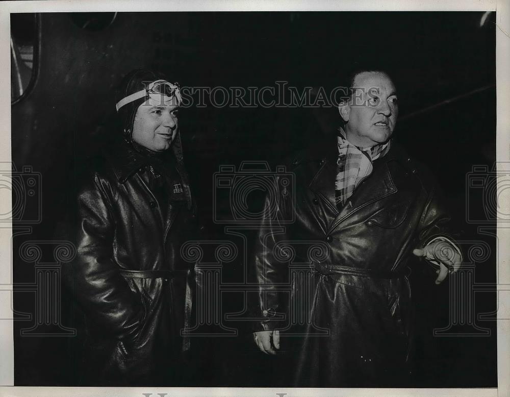 1934 Press Photo Maurice Rossi and Paul Codos before trans-Atlantic hop - Historic Images
