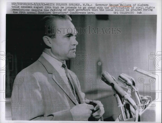 1963 Press Photo Alabama Governor George Wallace - Historic Images
