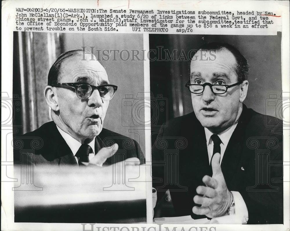 1968 Press Photo Senate Permanent Investigation John McClellan John Walsh - Historic Images