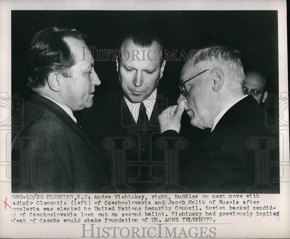 1949 Press Photo Andre Vishinksy, Vladimir Clementis and Jacob Malik - Historic Images