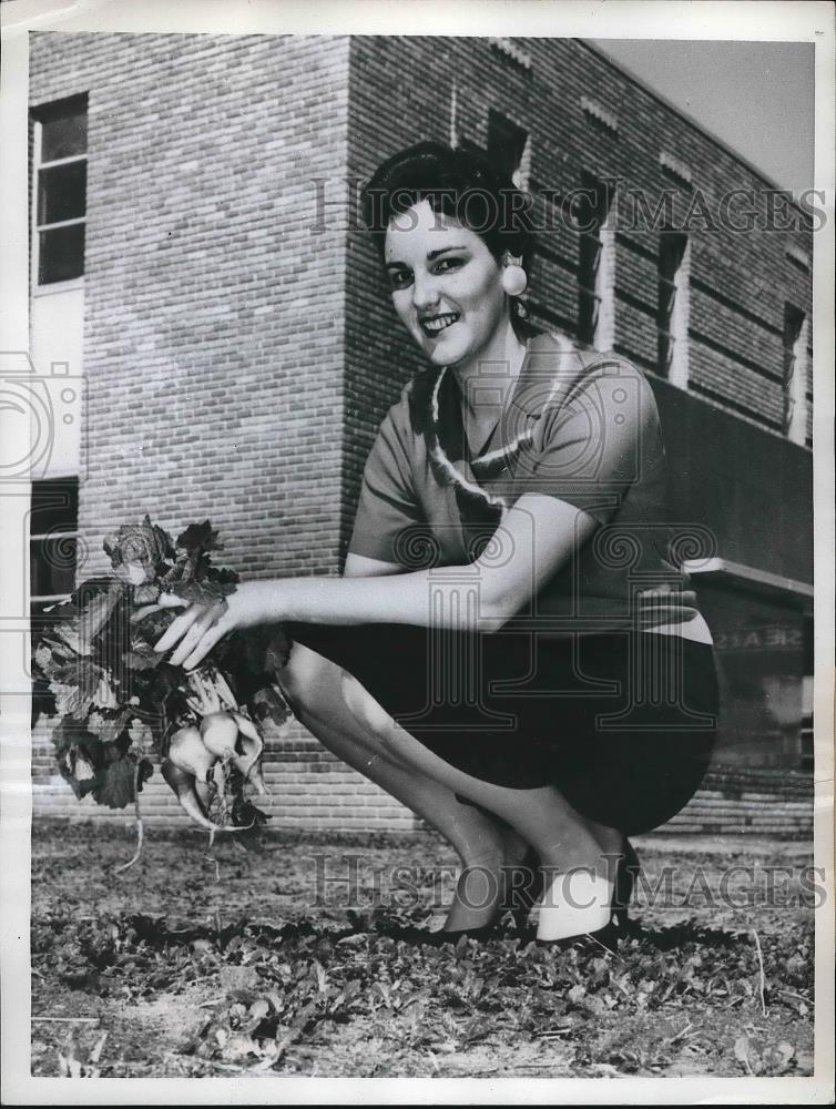 1960 Press Photo Lavern Connor, Turnips Growing at Mobile County Courthouse - Historic Images