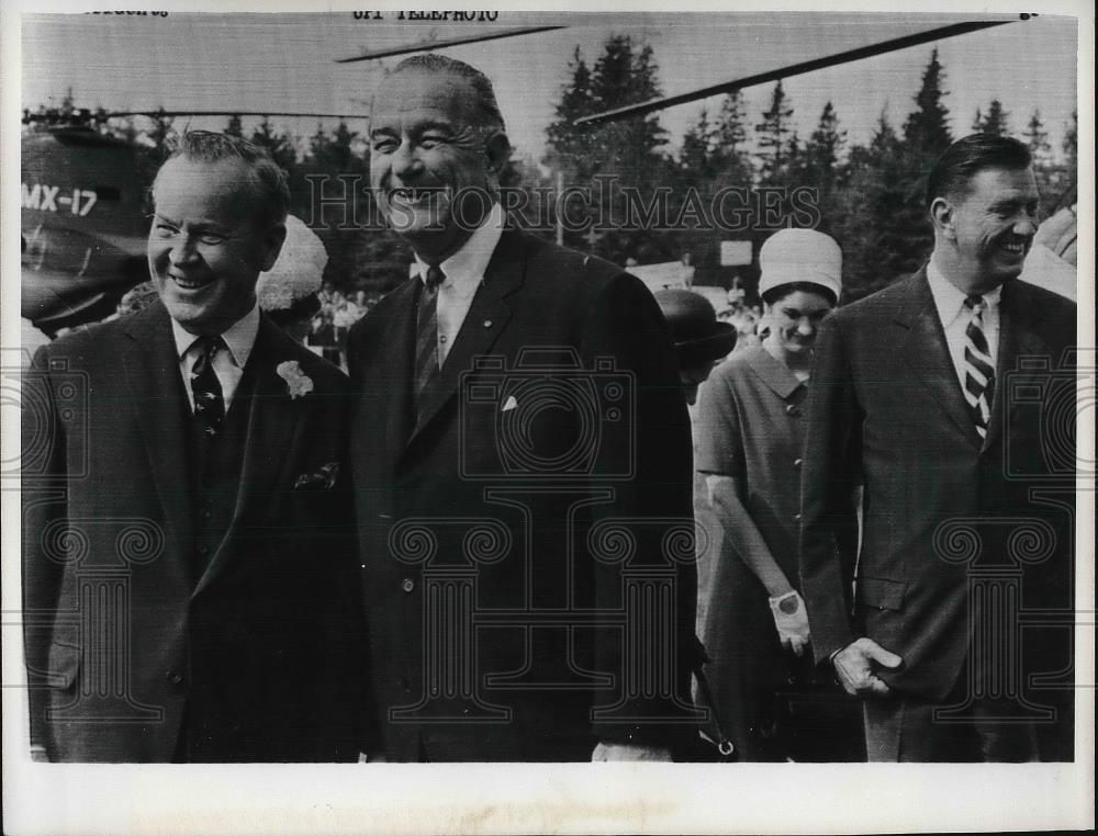 1966 Press Photo PM Lester Pearson, Pres. Lyndon Johnson, Lynda Johnson - Historic Images