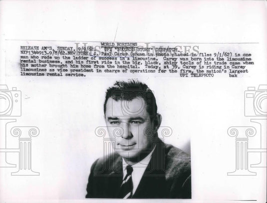 1962 Press Photo J. Paul Carey Businessman - Historic Images