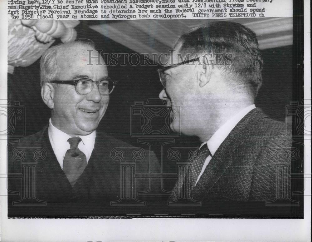 1956 Press Photo Lewis Strauss, Atomic Energy Commission Chairman - Historic Images