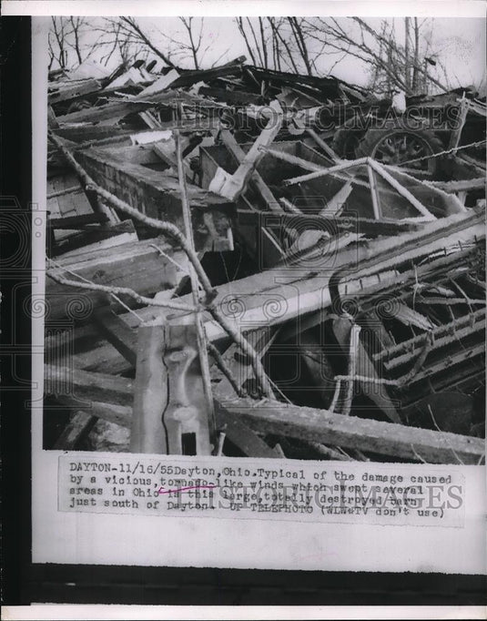 1955 Press Photo Tornado damage, Dayton, Ohio - Historic Images