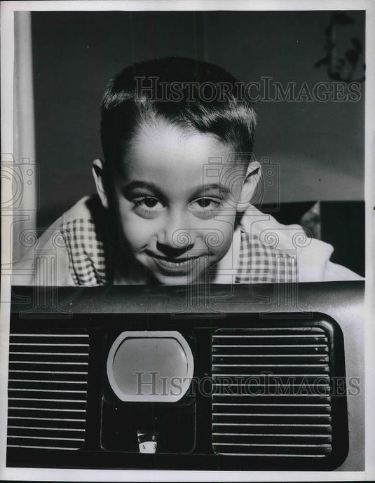 1955 Press Photo Howard Squires family heirloom TV st in miniture - Historic Images