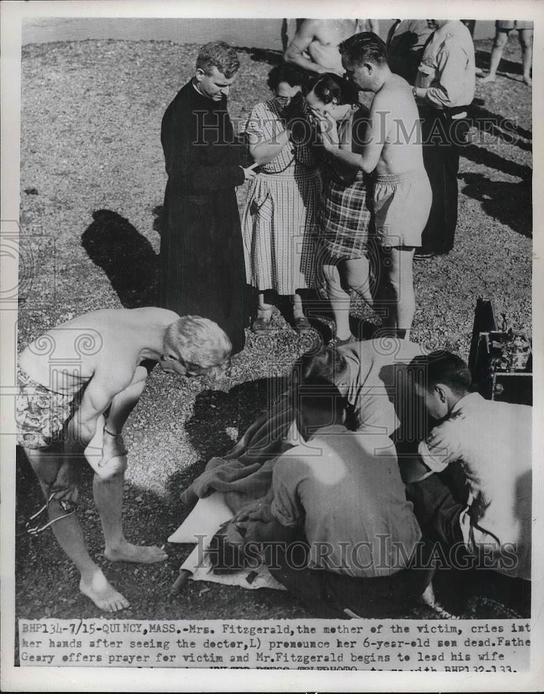 1954 Press Photo Quincy Massachusetts Geary Fitzgerald Accident Victim - Historic Images