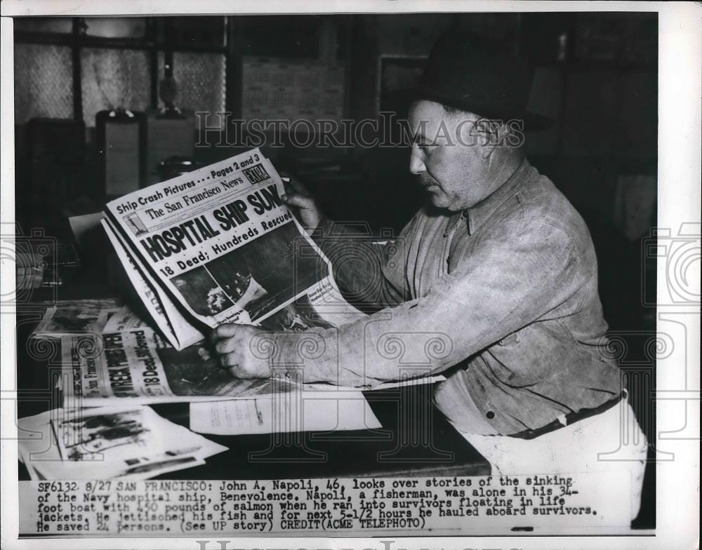 1950 Press Photo John Napoli a Fisherman - Historic Images