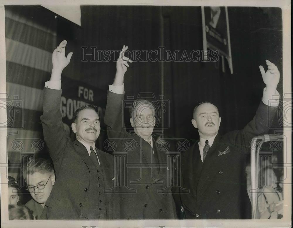 1938 Press Photo Thomas Dewey, Governor Candidate, Bruce Barton, Kenneth Simpson - Historic Images