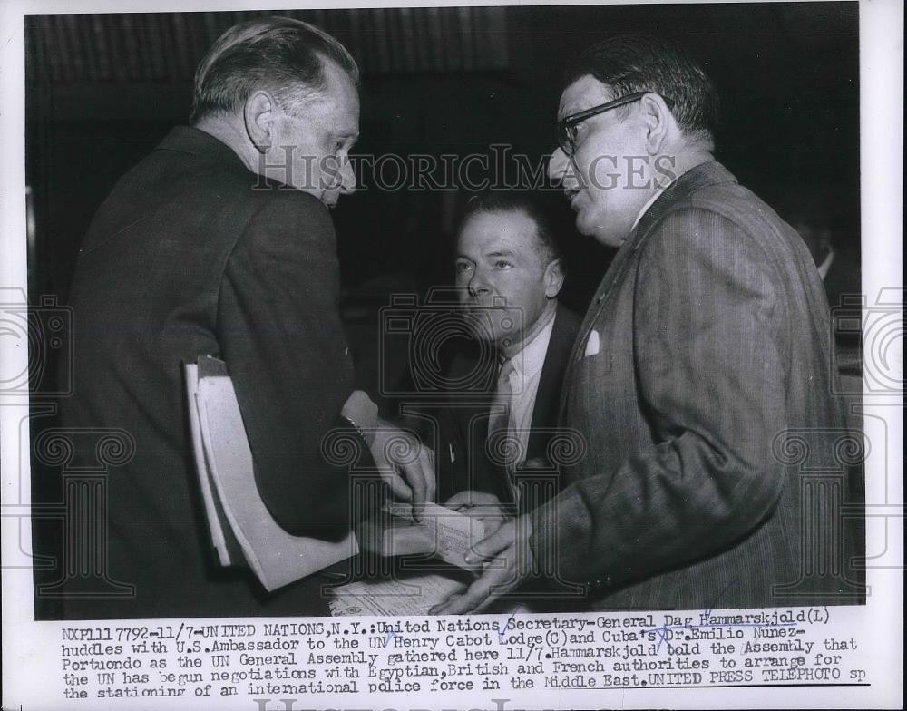 1956 Press Photo United Nations Secretary General Dag Hammarskjold of Sweden - Historic Images