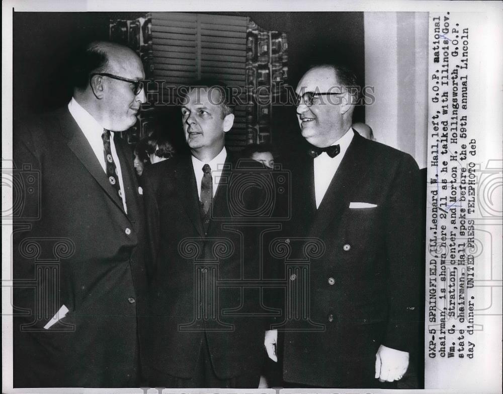 1956 Press Photo GOP National Chairman Leonard Hall Gov. William Stratton IL - Historic Images