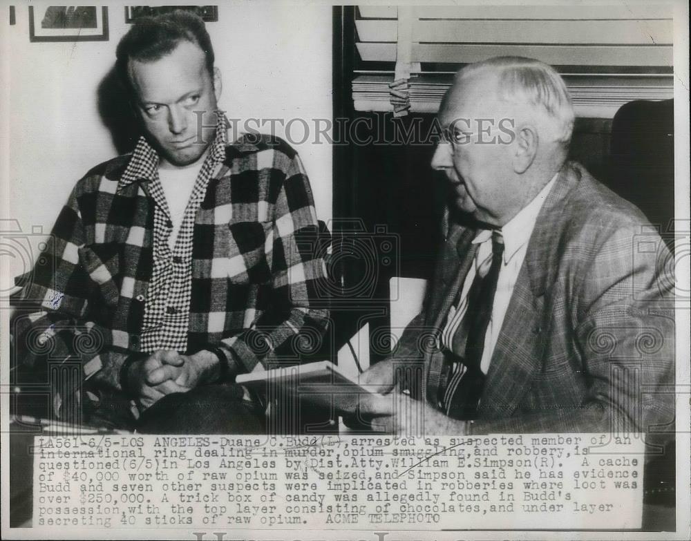 1947 Press Photo Duane C. Budd, Dist. Attorney William Simpson - Historic Images