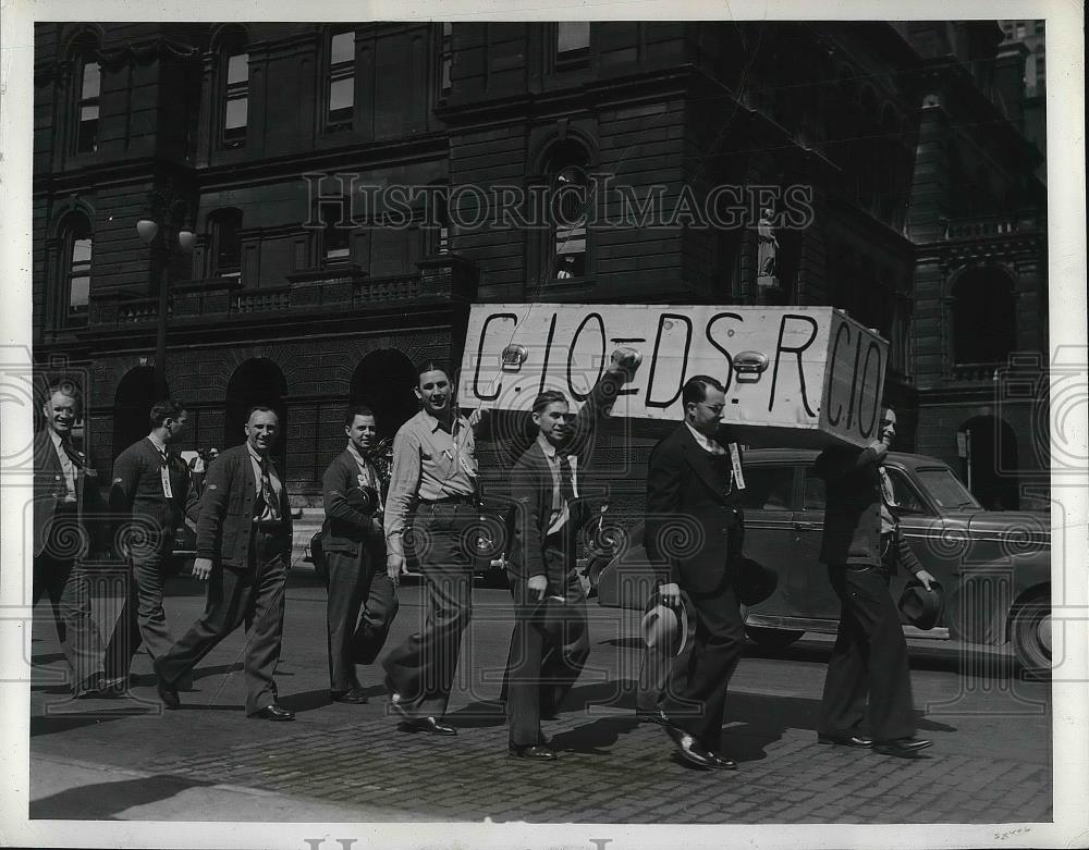 1941 Press Photo A.F. of L. Detroit Michigan City Hall - Historic Images