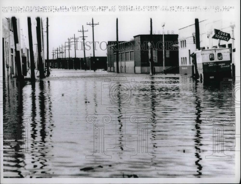 1969 Press Photo Hurricane flooding Mississippi - Historic Images