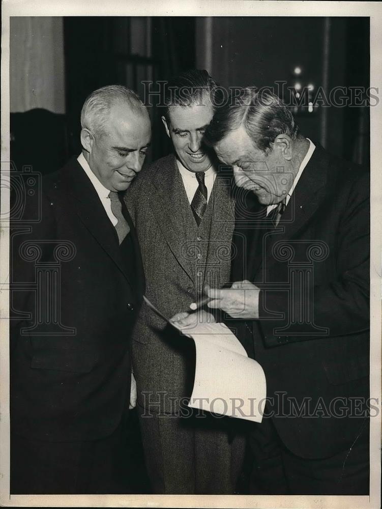 1936 Press Photo Chester Davis, Henry A. Wallace, Sen. Ellison Smith - Historic Images