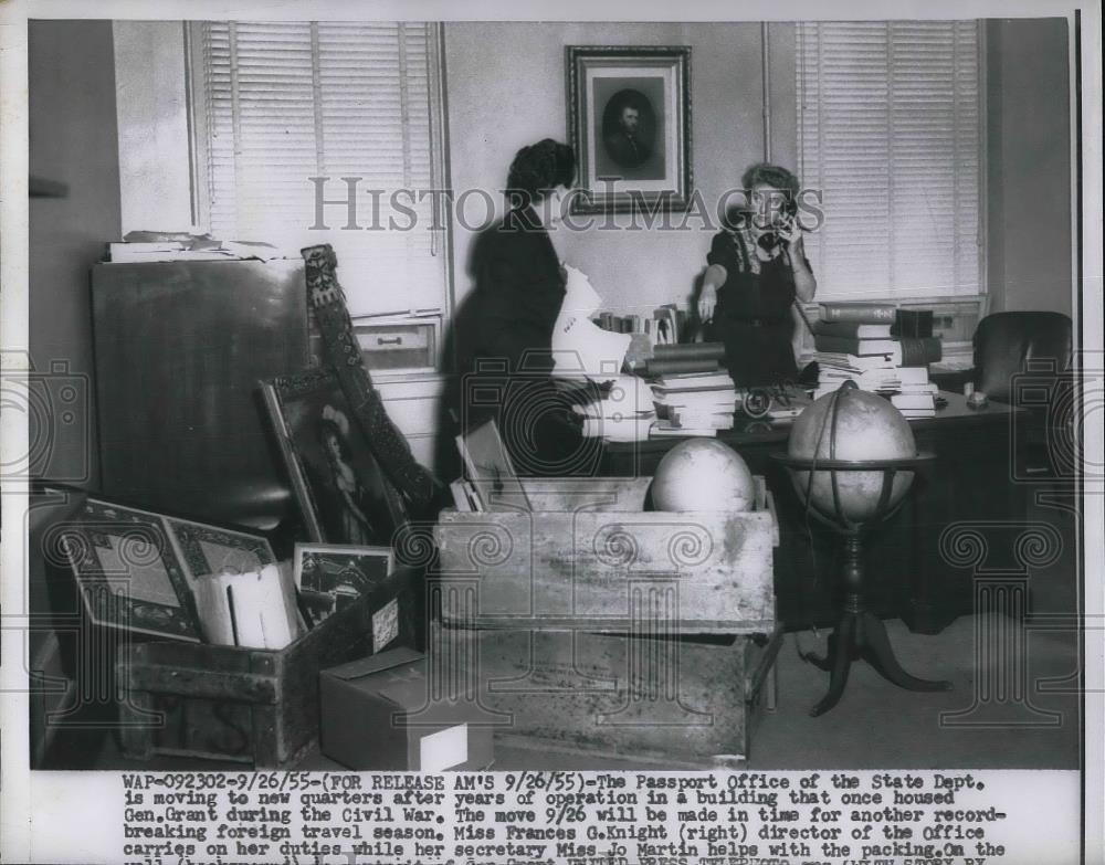 1955 Press Photo Passport Office State Dept Frances Knight Government Employee - Historic Images