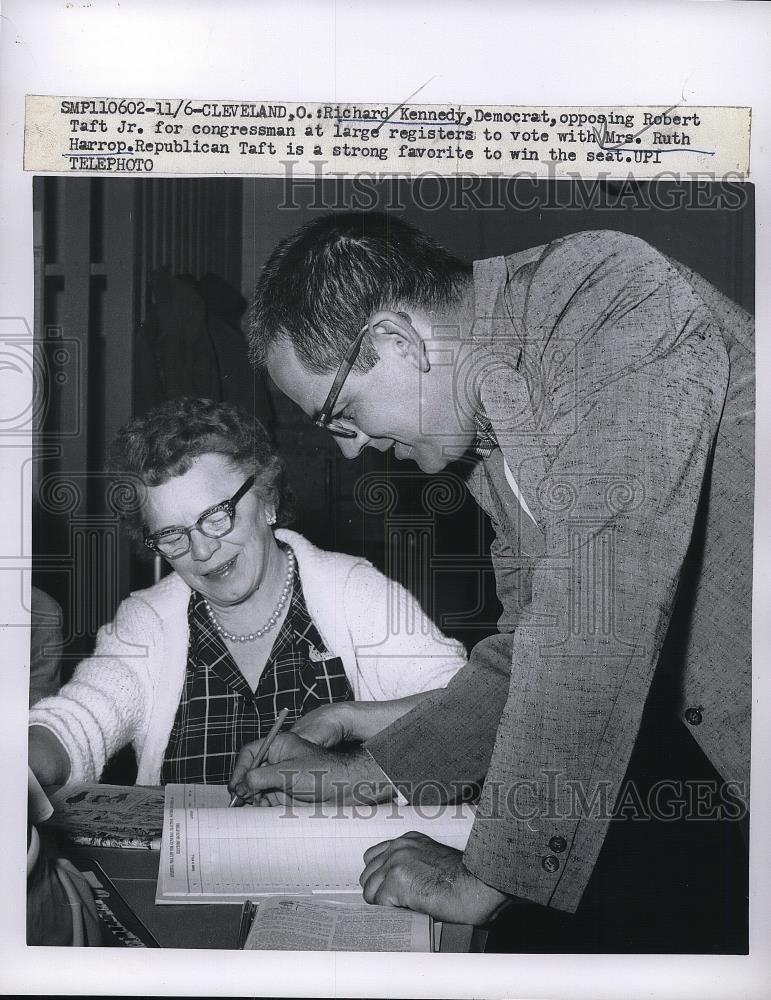 1962 Press Photo Richard Kennedy,Mrs. Ruth Harrop Democrat - Historic Images