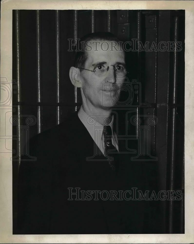 1937 Press Photo Rev. Miller O. Johnson Standing In Front Of Gate - neb19956 - Historic Images