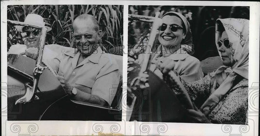 1956 Press Photo Marshal Tito & Wife in Coffu, King Paul & Queen Frederika - Historic Images
