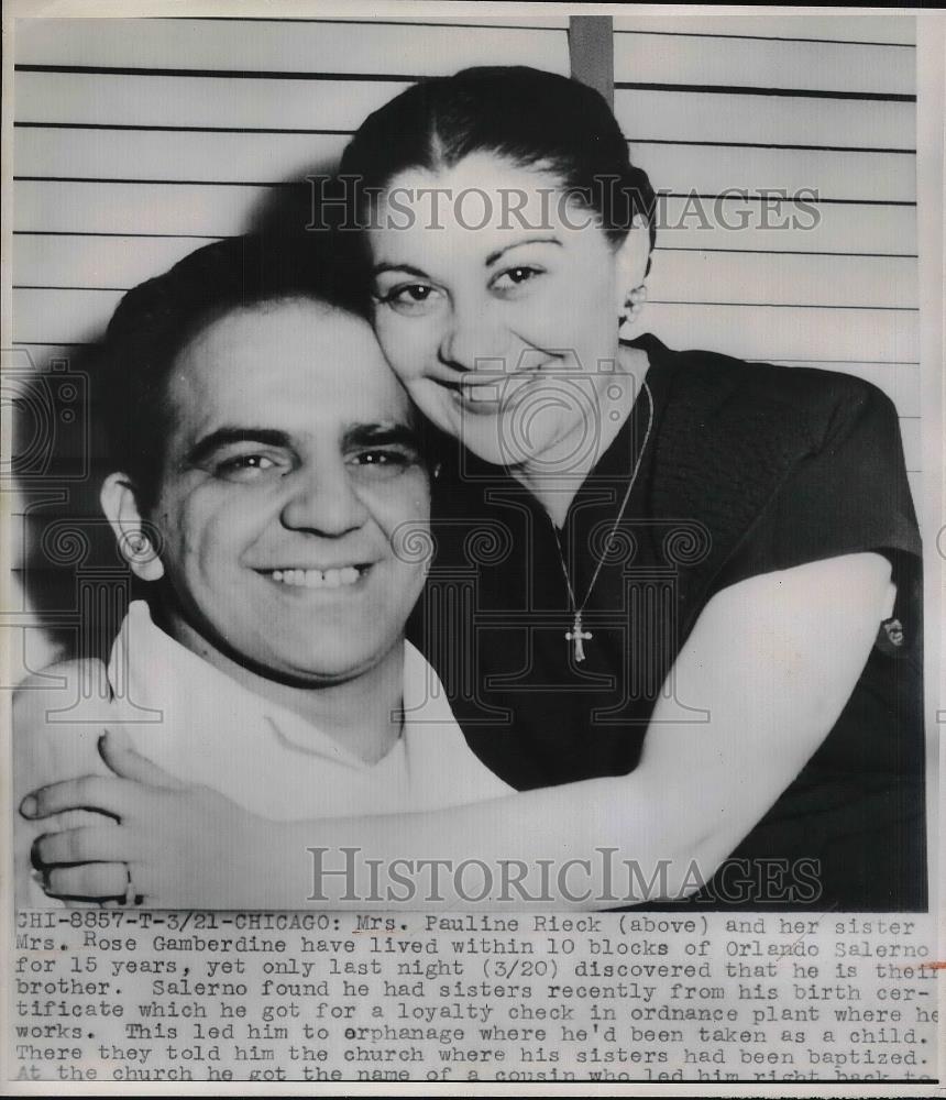 1950 Press Photo Mrs. Pauline Rieck and her sister Mrs. Rose Gamberfine - Historic Images