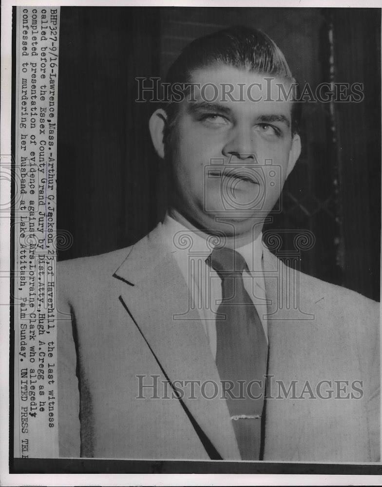 1954 Press Photo Arthur Jackson, witness in murder trial of Lorraine Clark - Historic Images