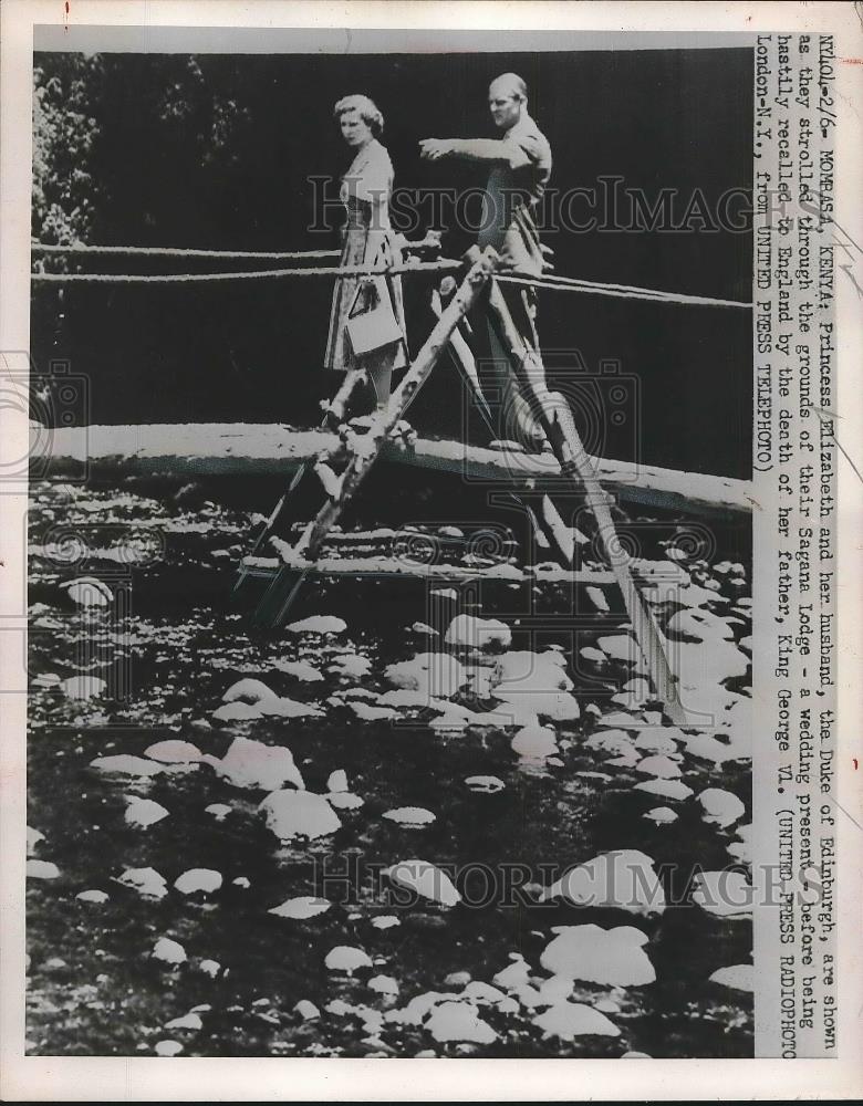 1952 Press Photo Princess Elizabeth and Duke of Edinburgh at Sagana Lodge - Historic Images