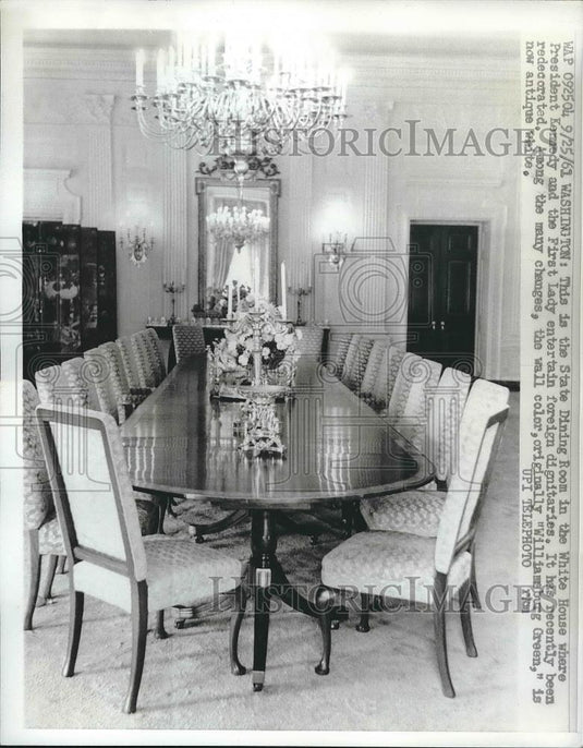 1961 Press Photo State Dining Room in the White House - Historic Images
