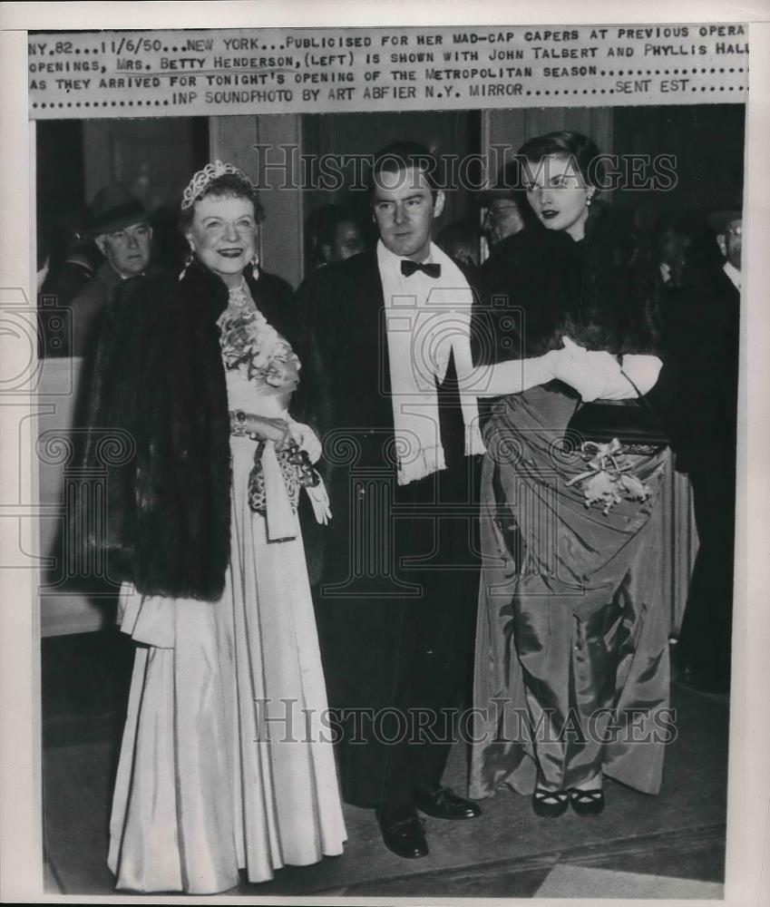 1950 Press Photo Betty Henderson, John Talbert and Phyllis Halas At Metro Opera - Historic Images