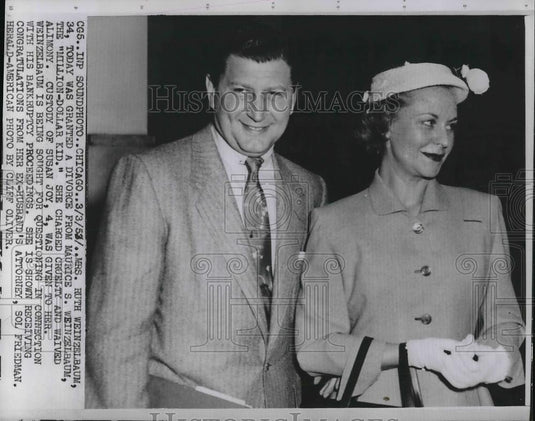 1953 Press Photo Mrs. Ruth Weinzelbaum, Husband's Attorney Sol Friedman - Historic Images